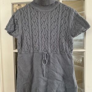 MICHAEL Michael Kors Blue Gray Pointelle knit Medium Turtleneck Sweater